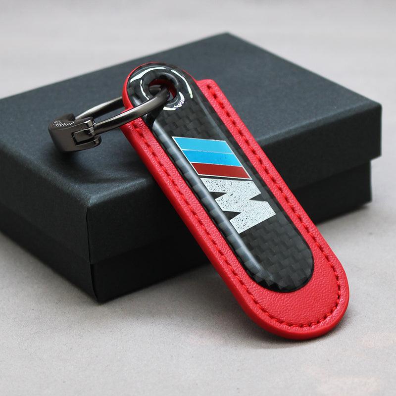 Motorcycle Carbon Fiber Leather Keychain