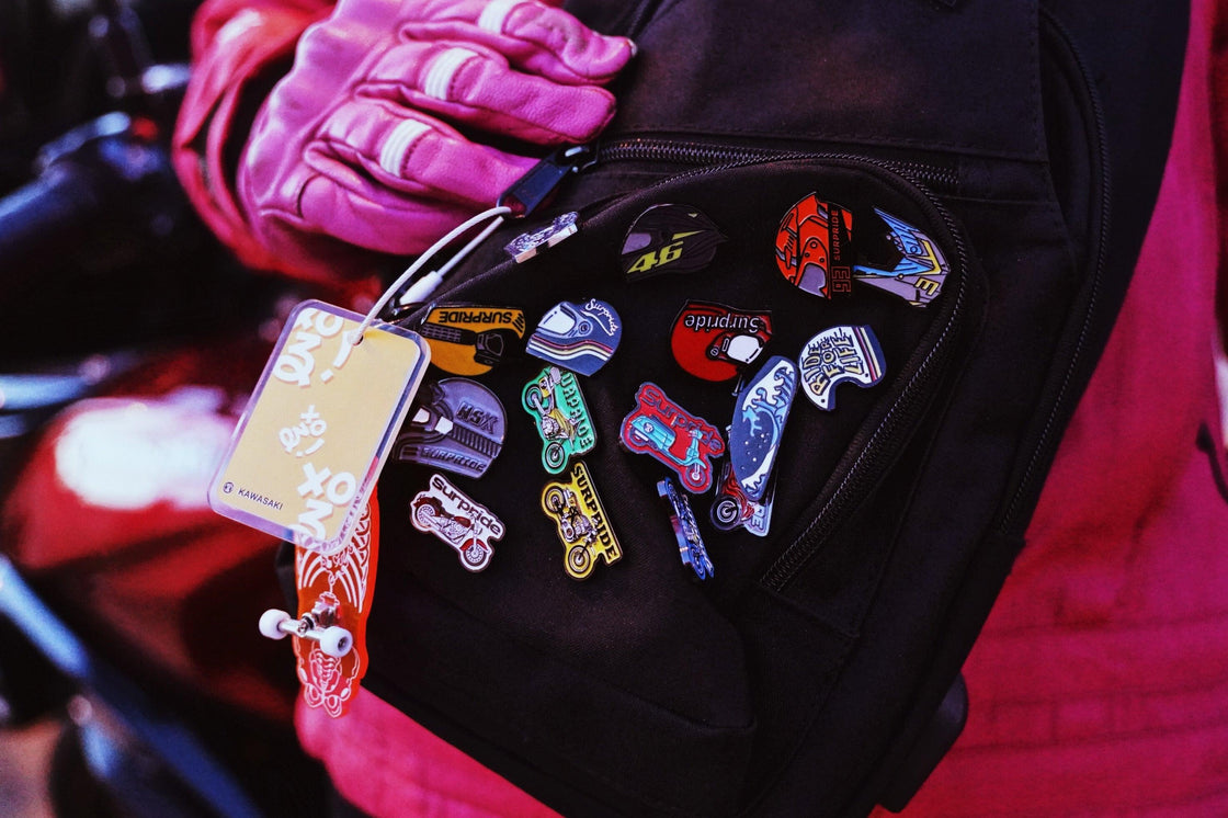 Motorcycle Helmet Pin Badge