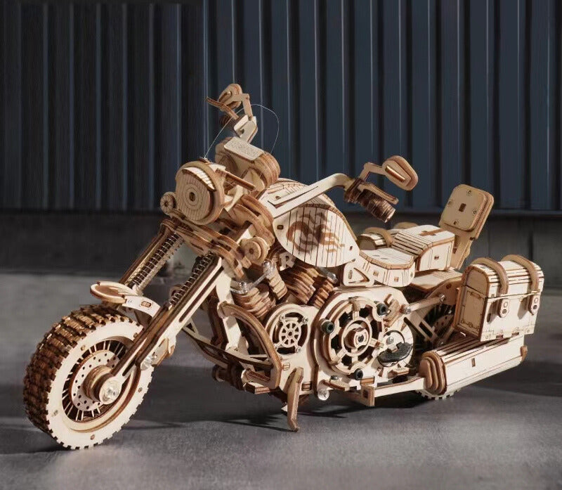 3D Retro Wooden Motorcycle Puzzle Decor