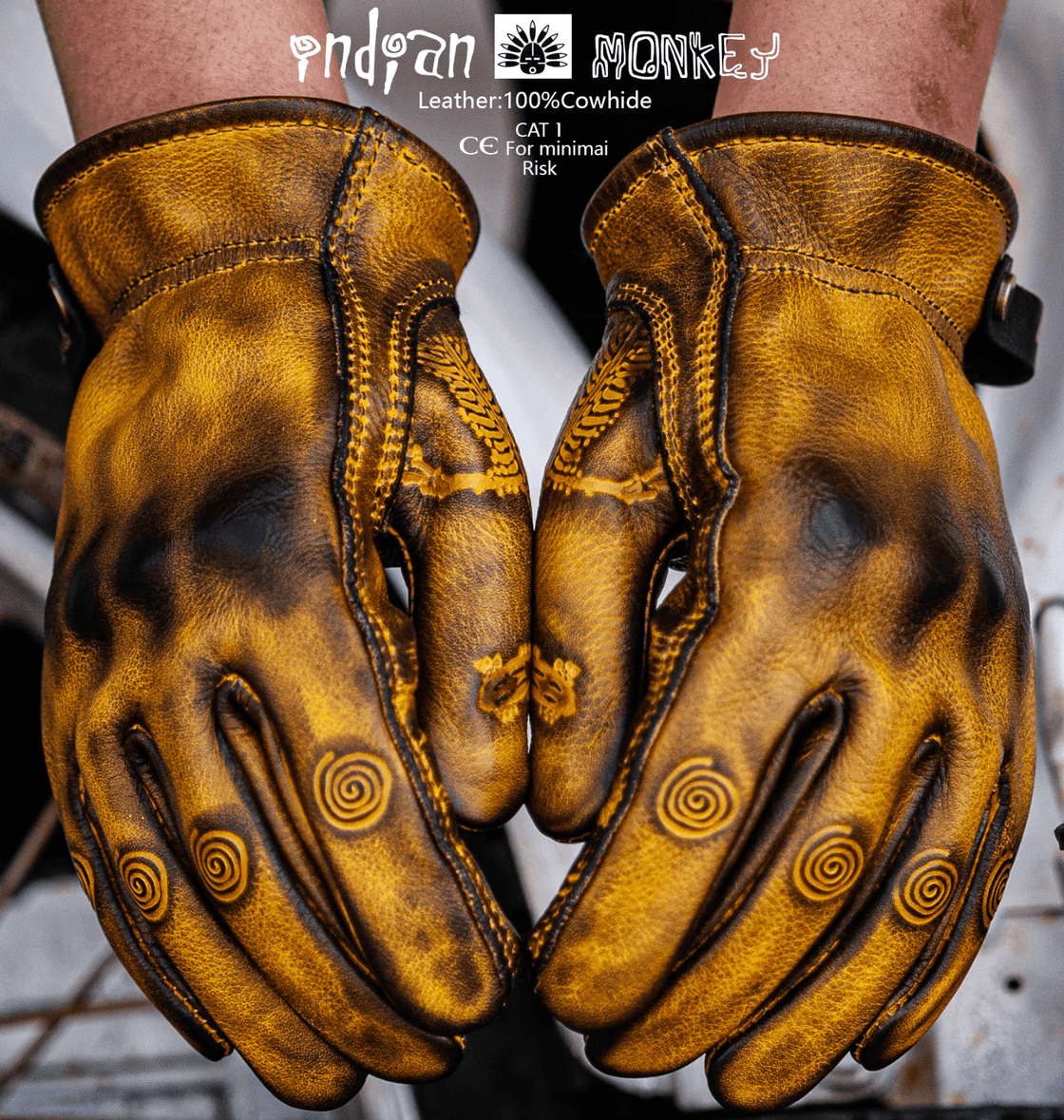 Indian Monkey™ Handcrafted AAA Class Cowhide Gloves - Bean's Moto Booth