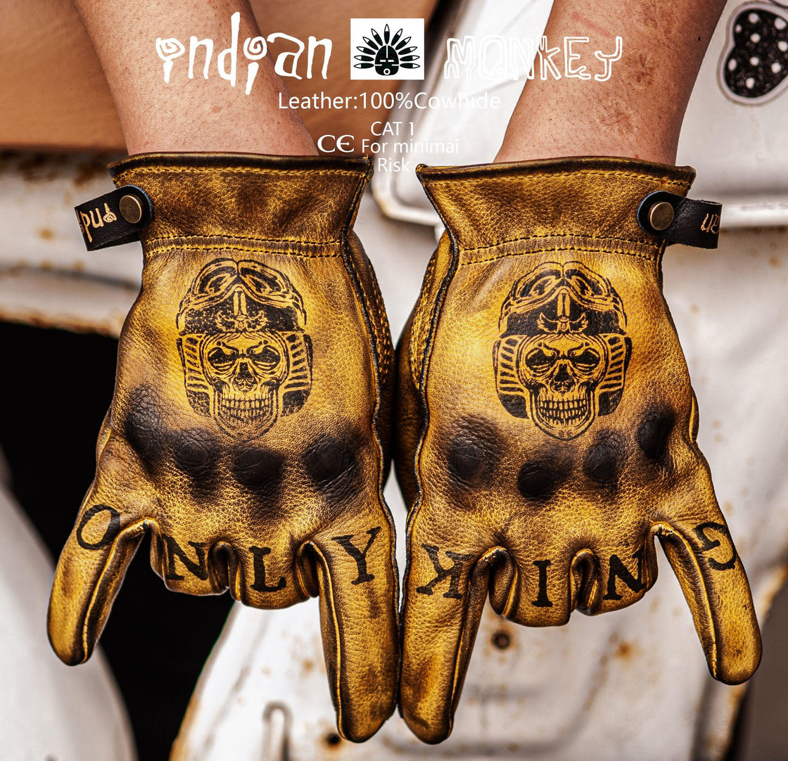 Indian Monkey™ Handcrafted AAA Class Cowhide Gloves - Bean's Moto Booth