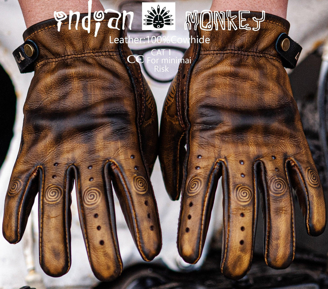 Indian Monkey™ Handcrafted AAA Class Cowhide Gloves - Bean's Moto Booth