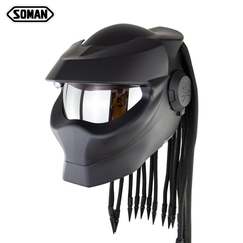 SOMAN™ Predator Dreadlocks Helmet(with flash Light) - Bean's Moto Booth