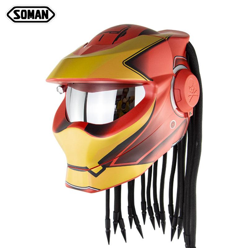 SOMAN™ Predator Dreadlocks Helmet(with flash Light) - Bean's Moto Booth