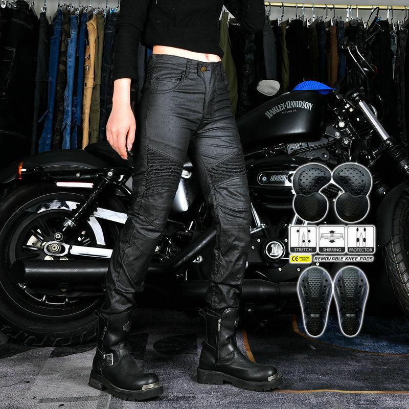 VOLERO™ Glossy Coated Fabric Motorcycle Pants for Women - Bean's Moto Booth