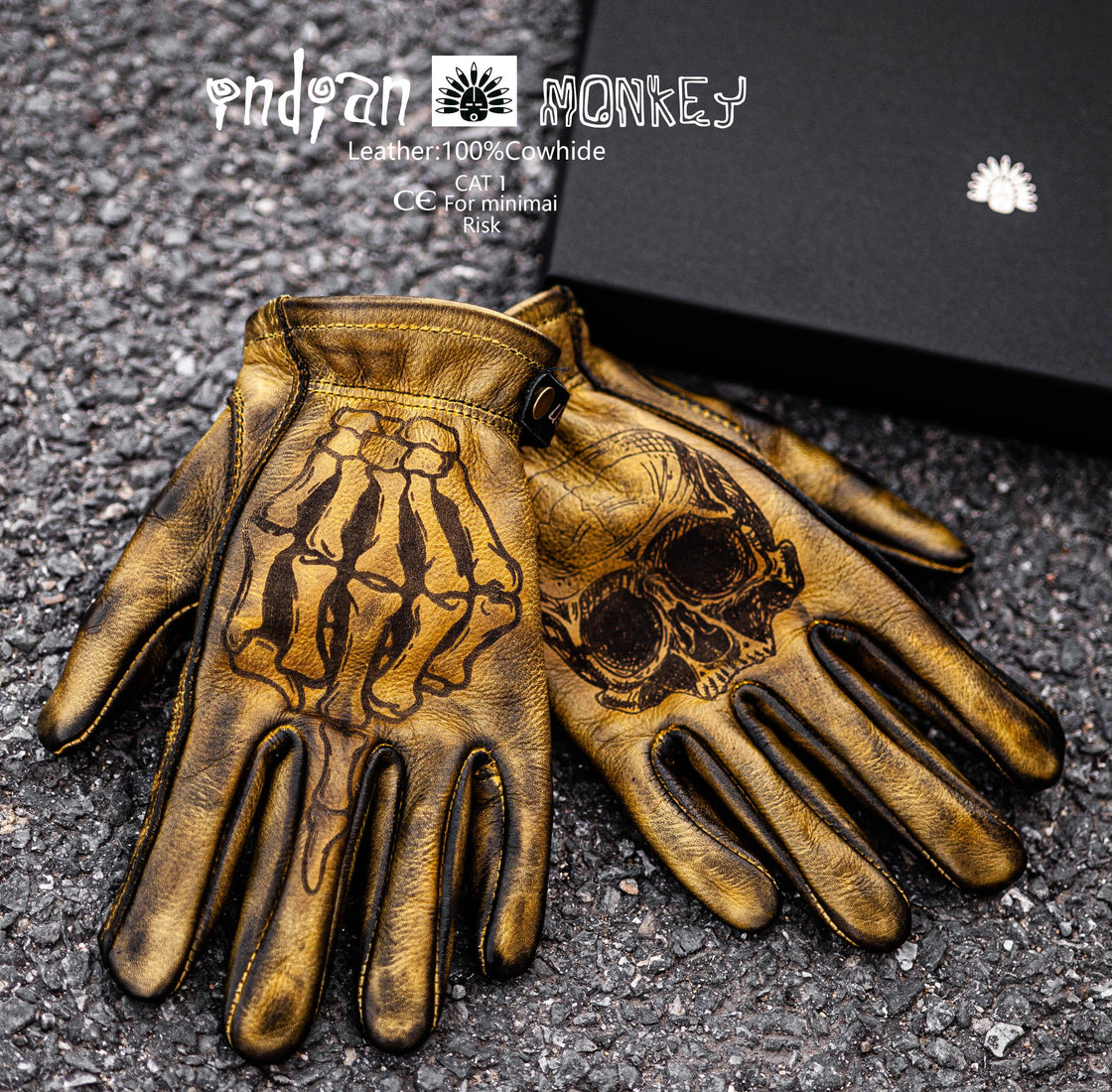 Indian Monkey™ Handcrafted AAA Class Cowhide Gloves - Bean's Moto Booth