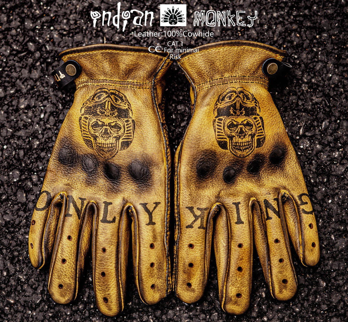 Indian Monkey™ Handcrafted AAA Class Cowhide Gloves - Bean's Moto Booth